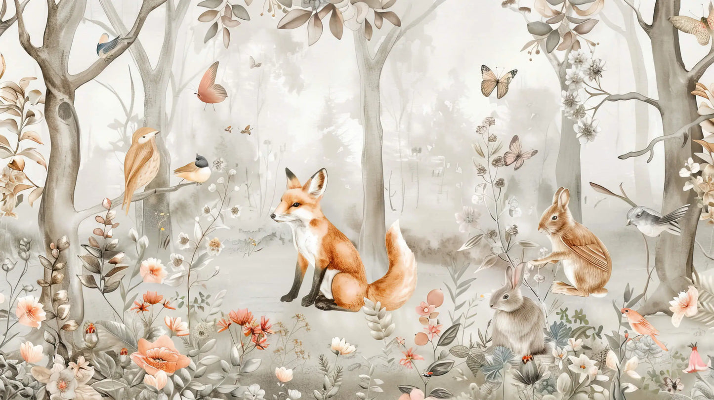 Papel pintado de naturaleza habitación infantil