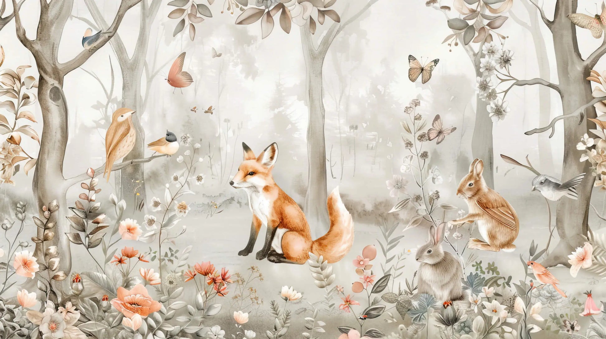 Papel pintado de naturaleza habitación infantil
