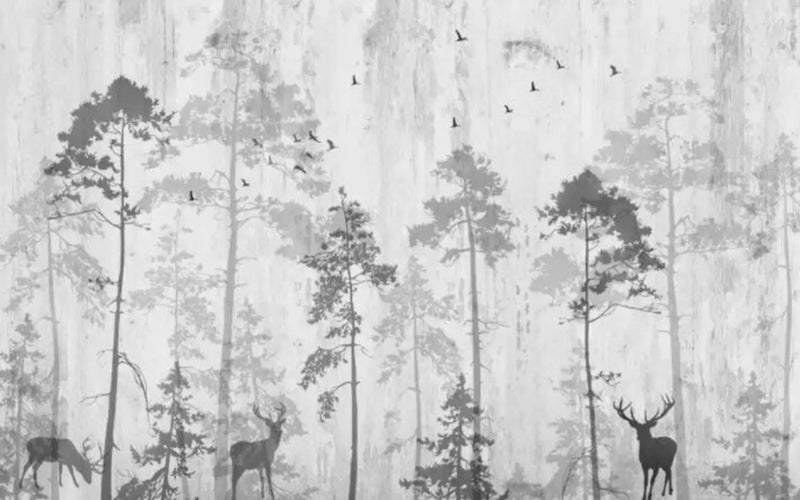 Papel pintado de naturaleza en blanco y negro