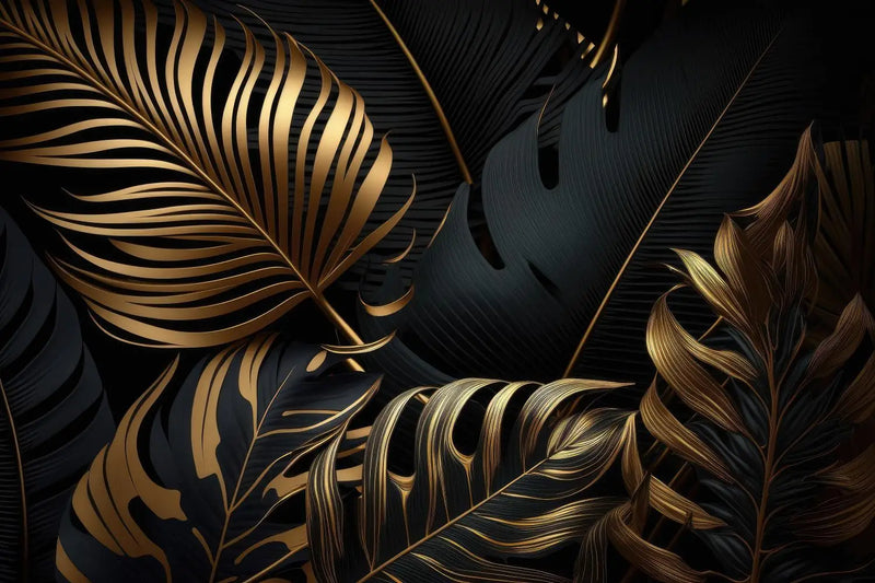 Papel pintado artístico negro y dorado