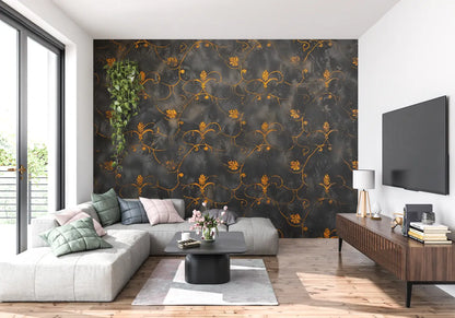 Papel pintado negro y naranja - 4murs