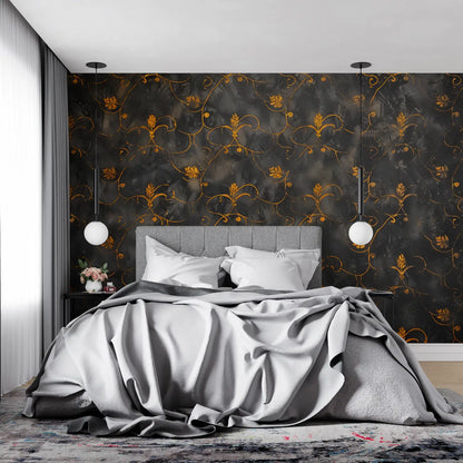 Papel pintado negro y naranja - papel pintado pano