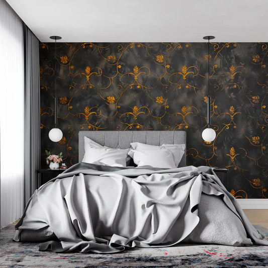 Papel pintado negro y naranja - papel pintado pano