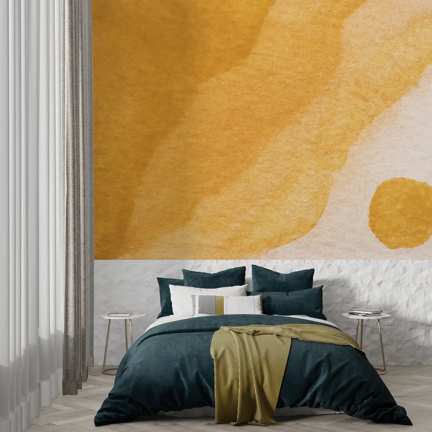 Papel pintado degradado naranja ocre - trompe l'oeil