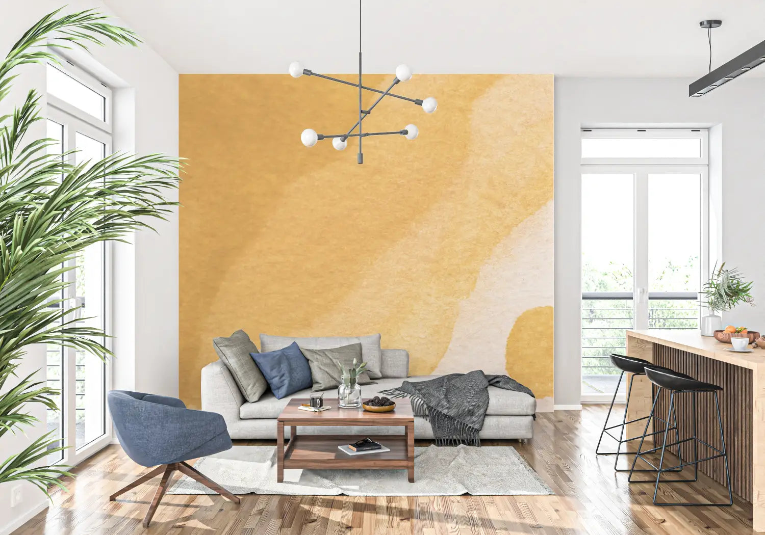 Papel pintado degradado naranja ocre - panoramic-wall