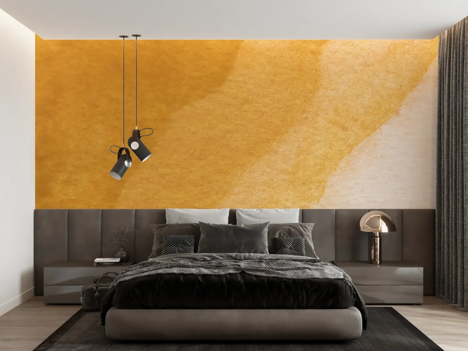 Papel pintado naranja degradado ocre - Francés