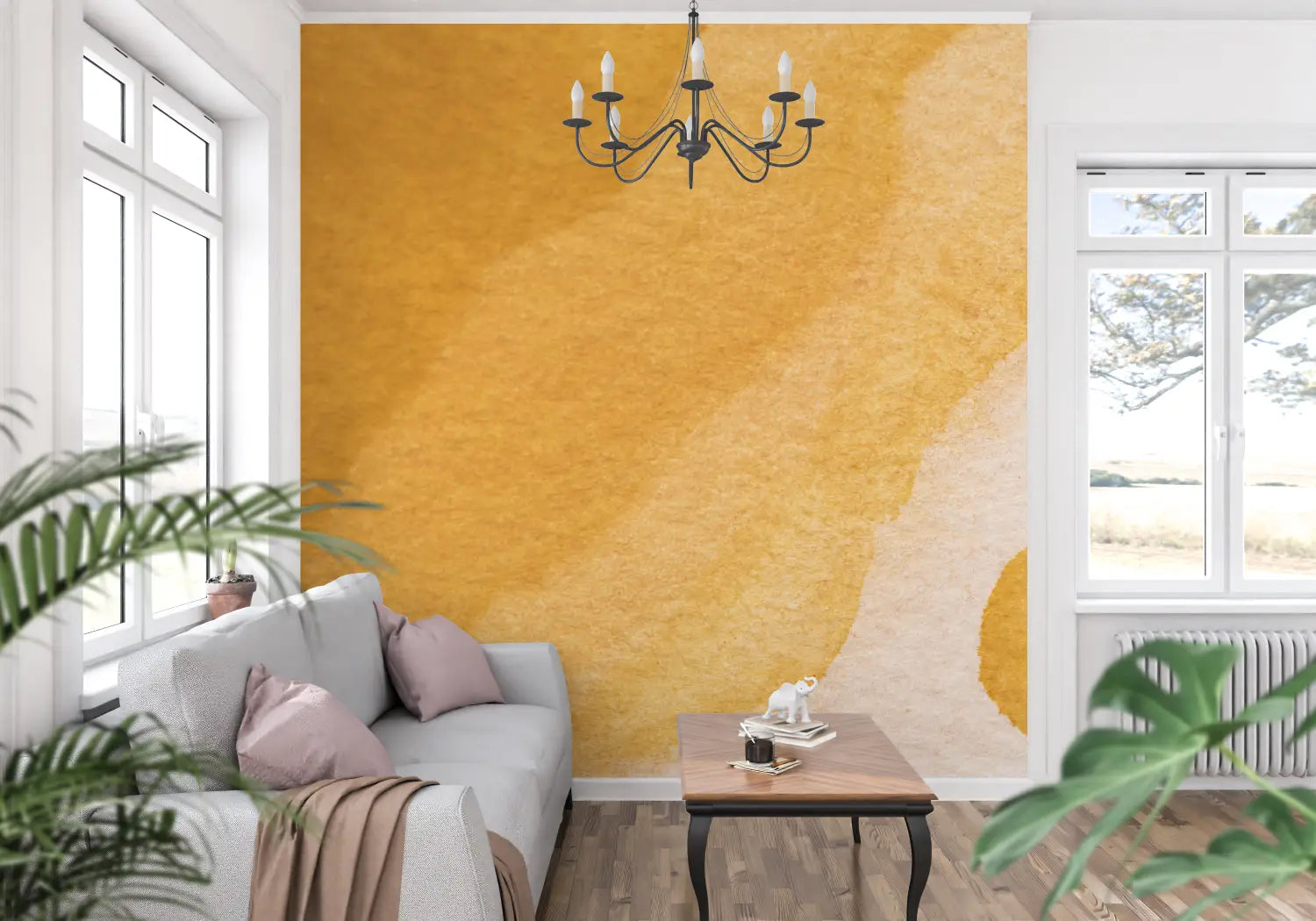 Papel pintado degradado naranja ocre - panorámico de moda