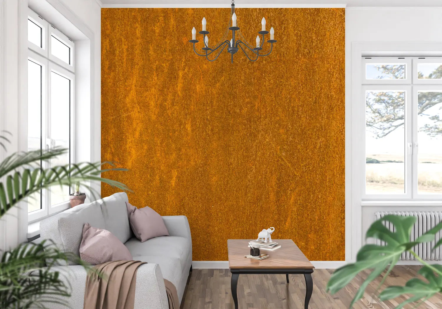 Papel pintado naranja ocre oscuro - panorámico-pared