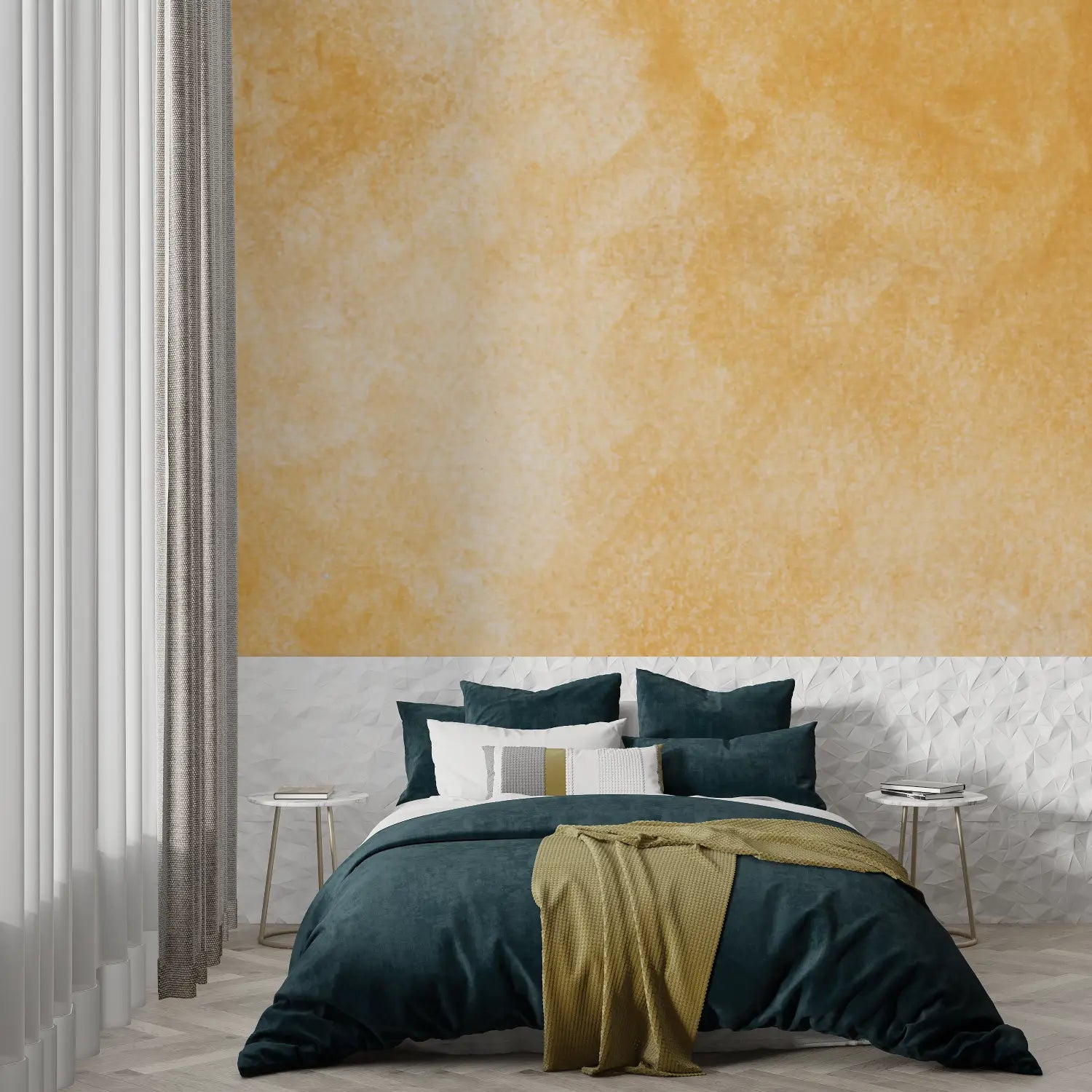 Papel pintado naranja ocre - panorámico de moda