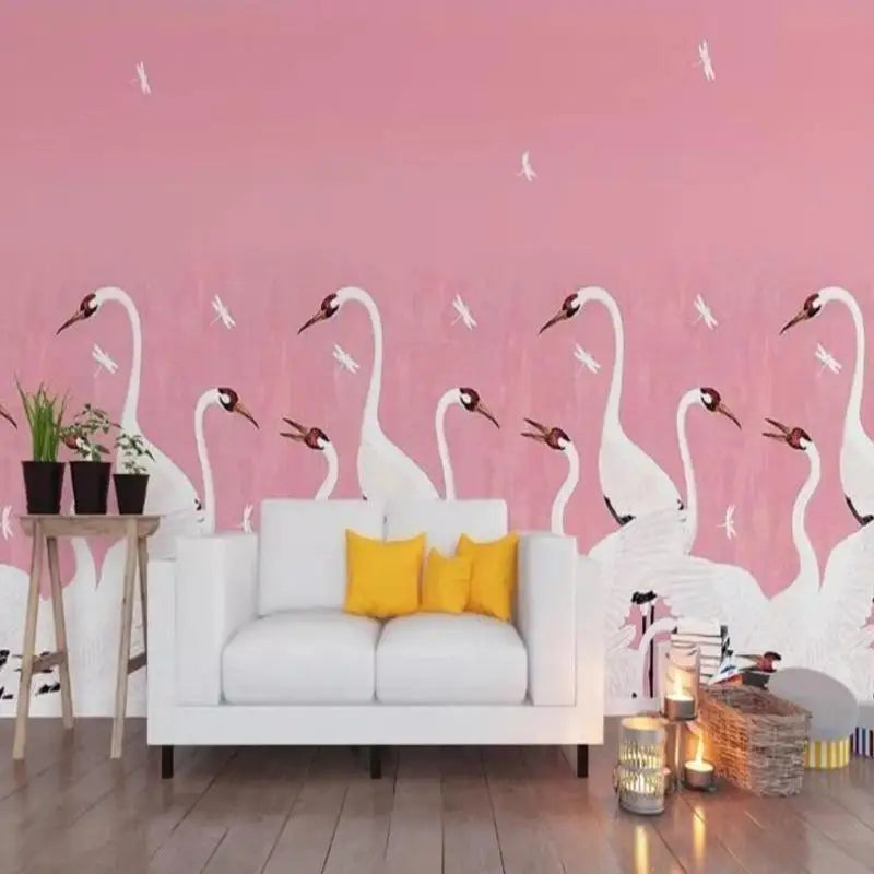 Papier Peint Oiseaux Rose