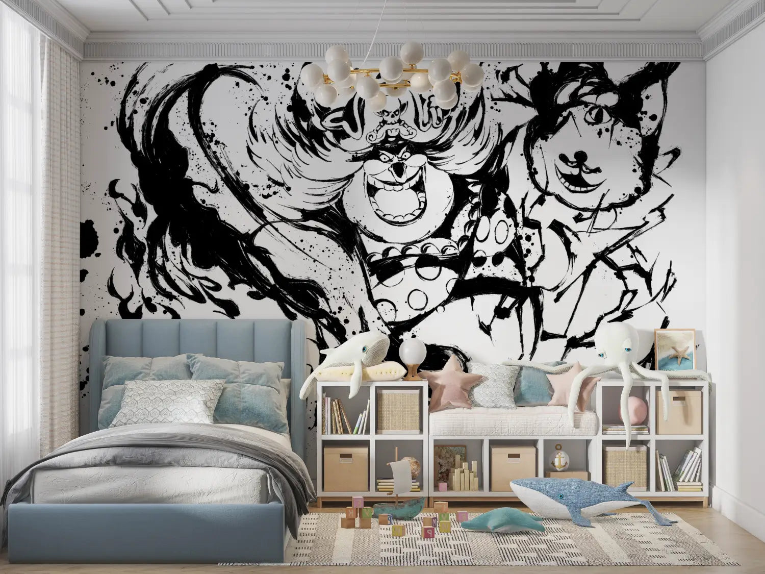 Papier Peint One Piece Big Mom Noir Et Blanc - Second Image