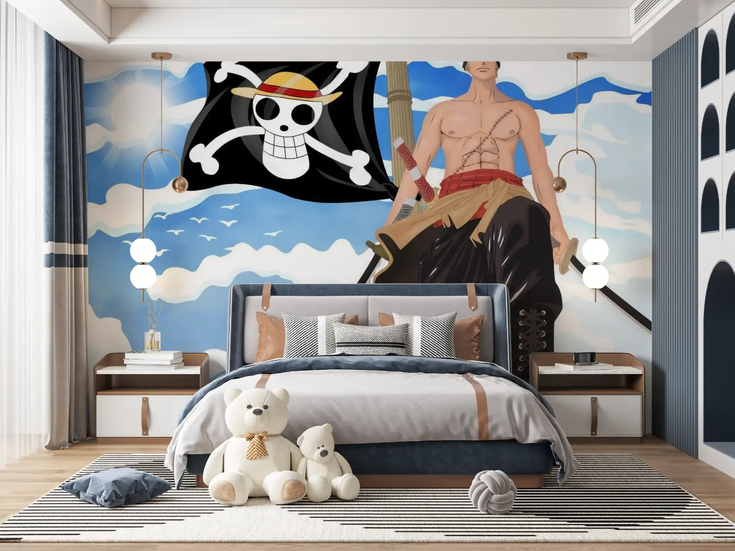 Papier Peint One Piece Drapeau Pirate Anime - Second Image