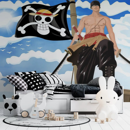 Papel Pintado de anime de bandera pirata de One Piece - pared panorámica