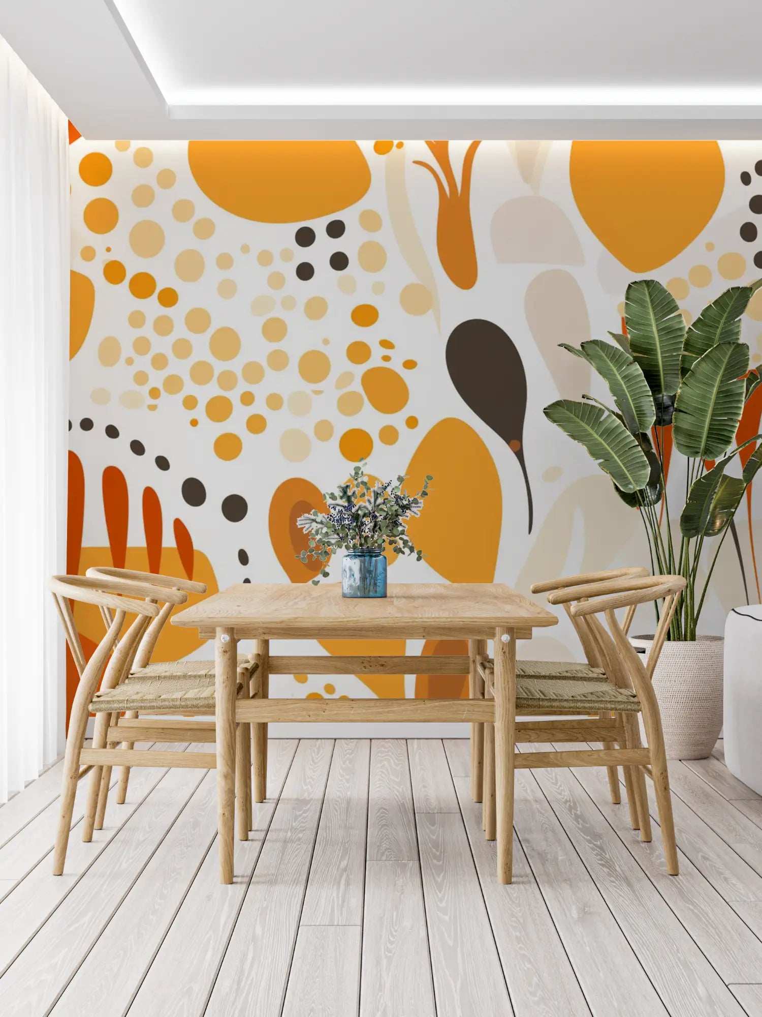 Papel pintado naranja años 80 - panorámico de moda