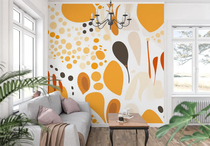 Papel pintado naranja años 80 - pared-panorámica