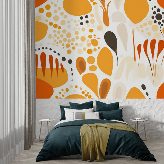 Papel pintado naranja años 80 - papel pintado