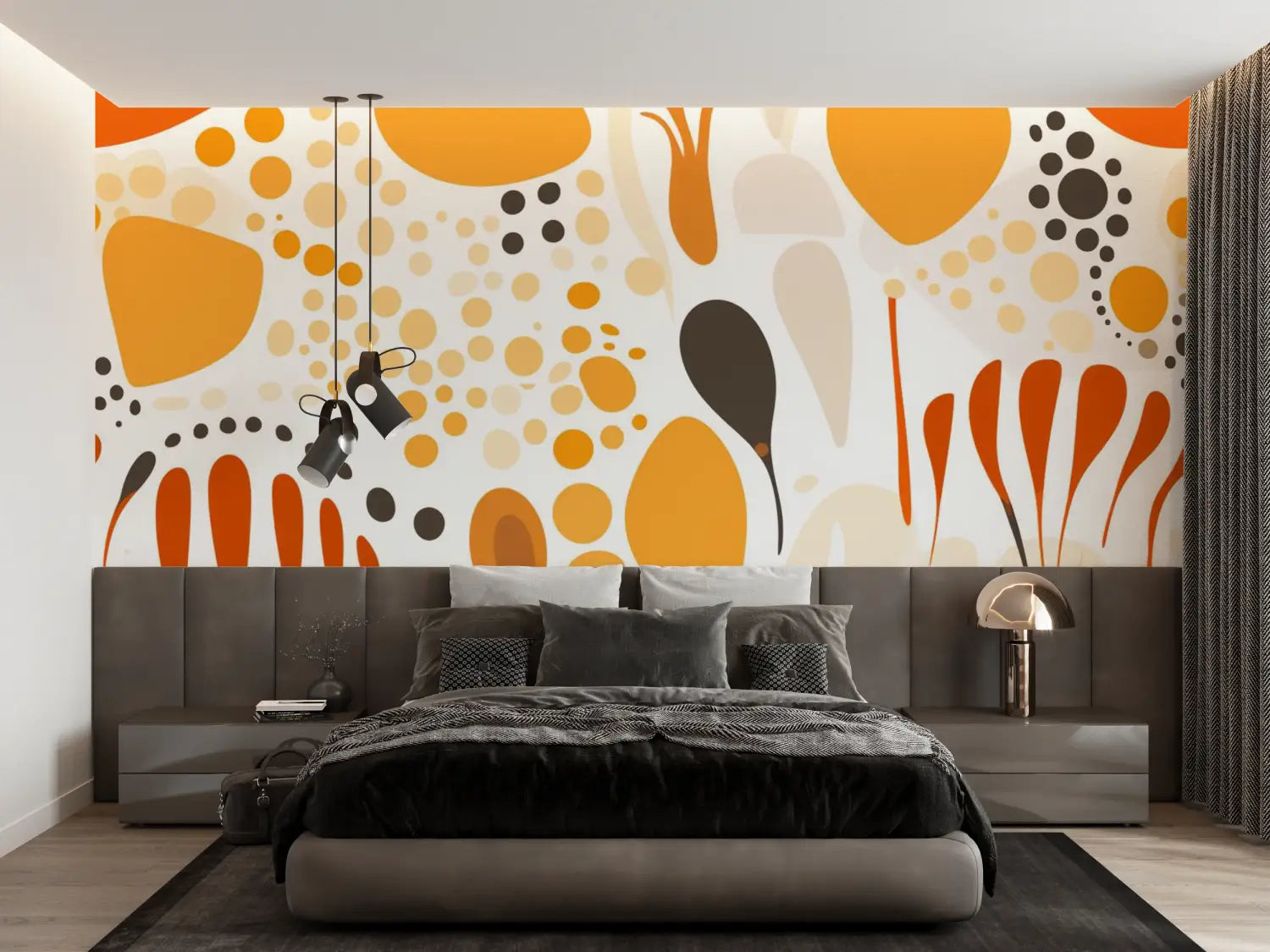 Papel pintado naranja años 80 - Francés