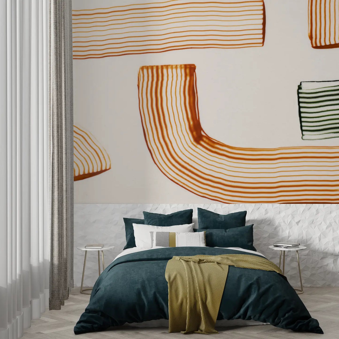 Papel pintado bohemio naranja - panorámico-pared