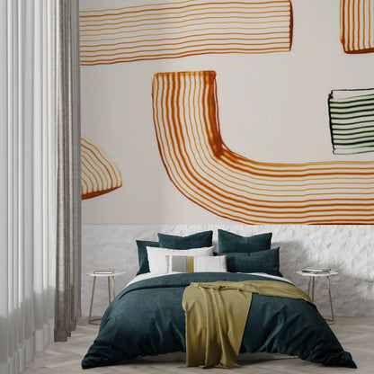 Papel pintado bohemio naranja - panorámico-pared