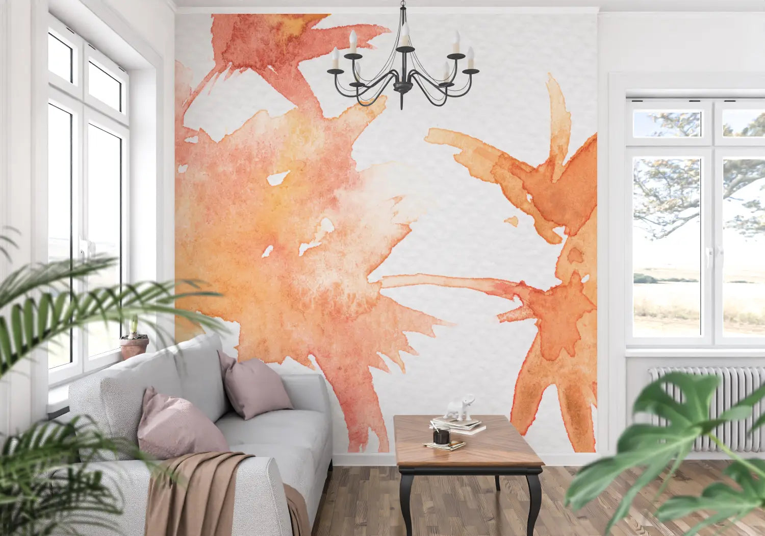 Papier Peint Orange Chambre - tapisserie