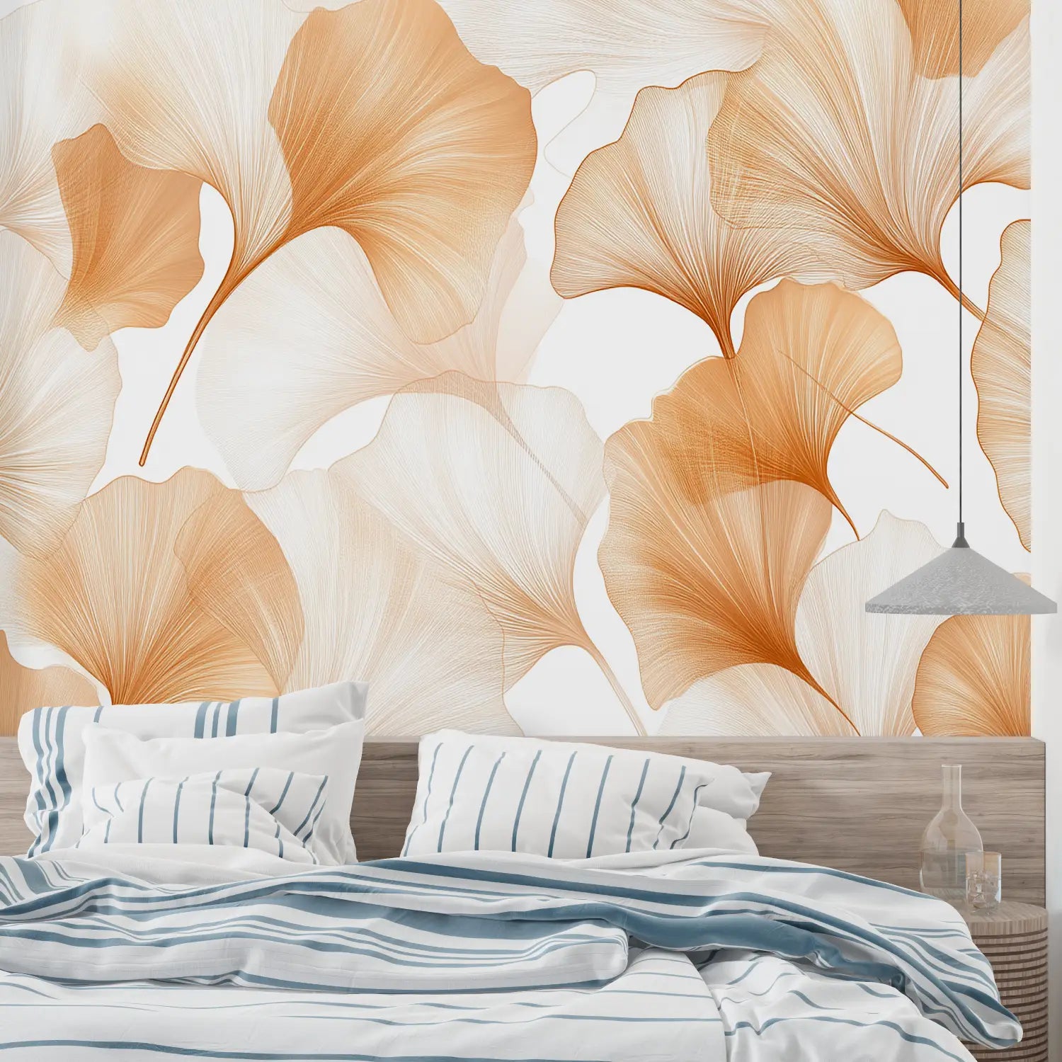 Papel pintado naranja y blanco - a medida