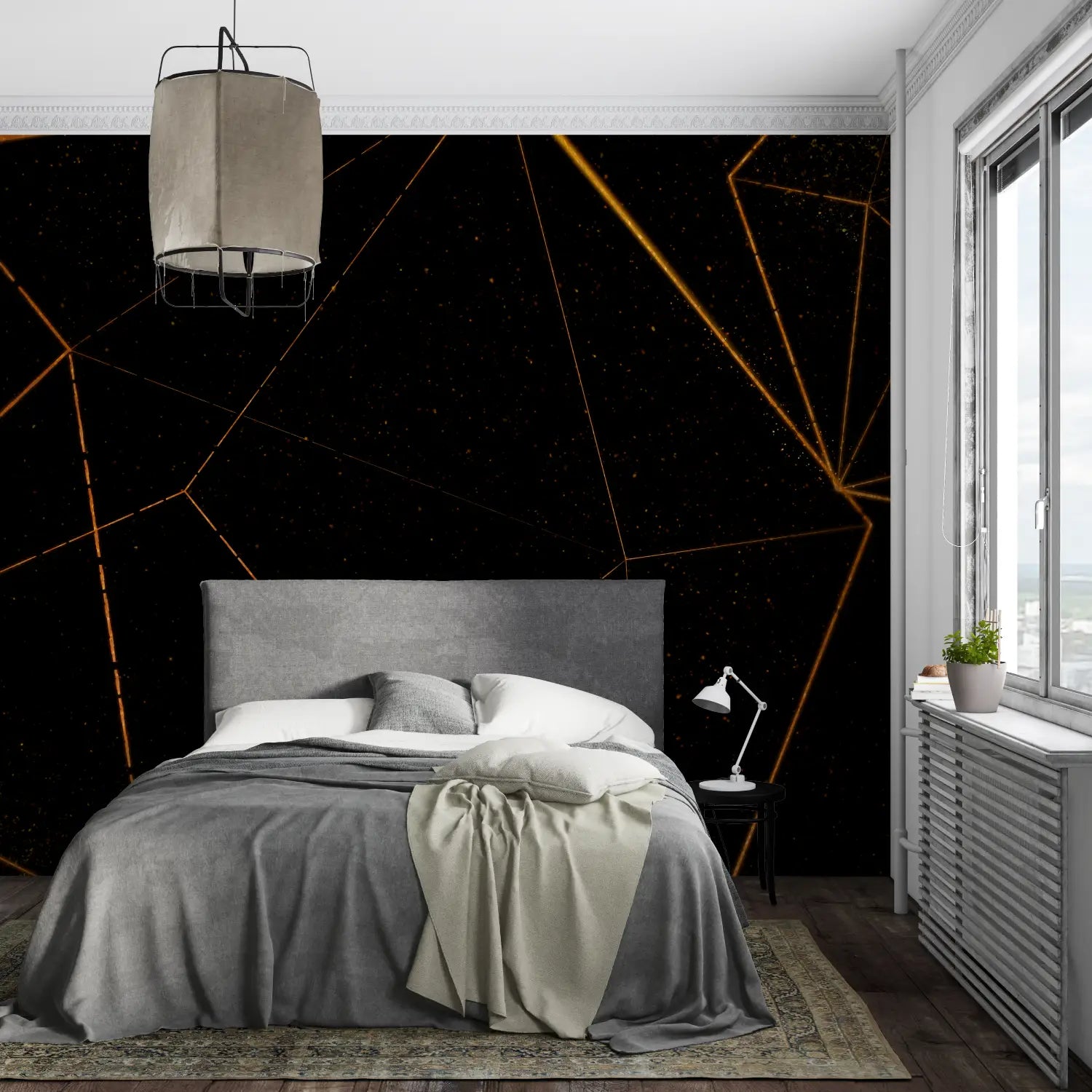 Papel pintado naranja y negro - leroy merlin