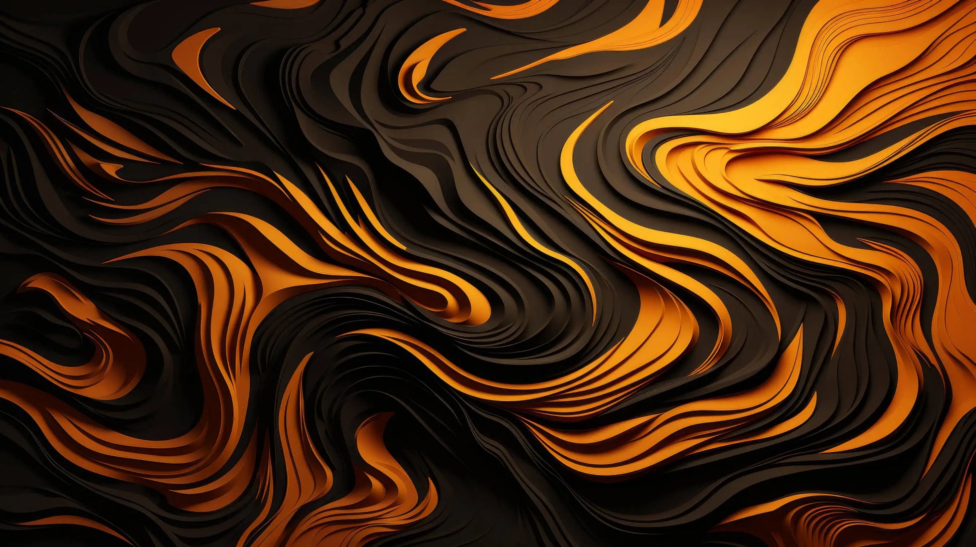 Papel pintado de diseño naranja y negro