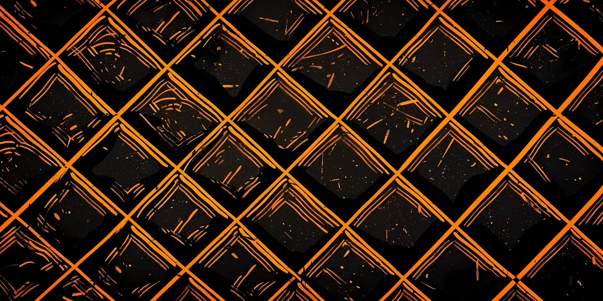 Papel pintado estampado naranja y negro