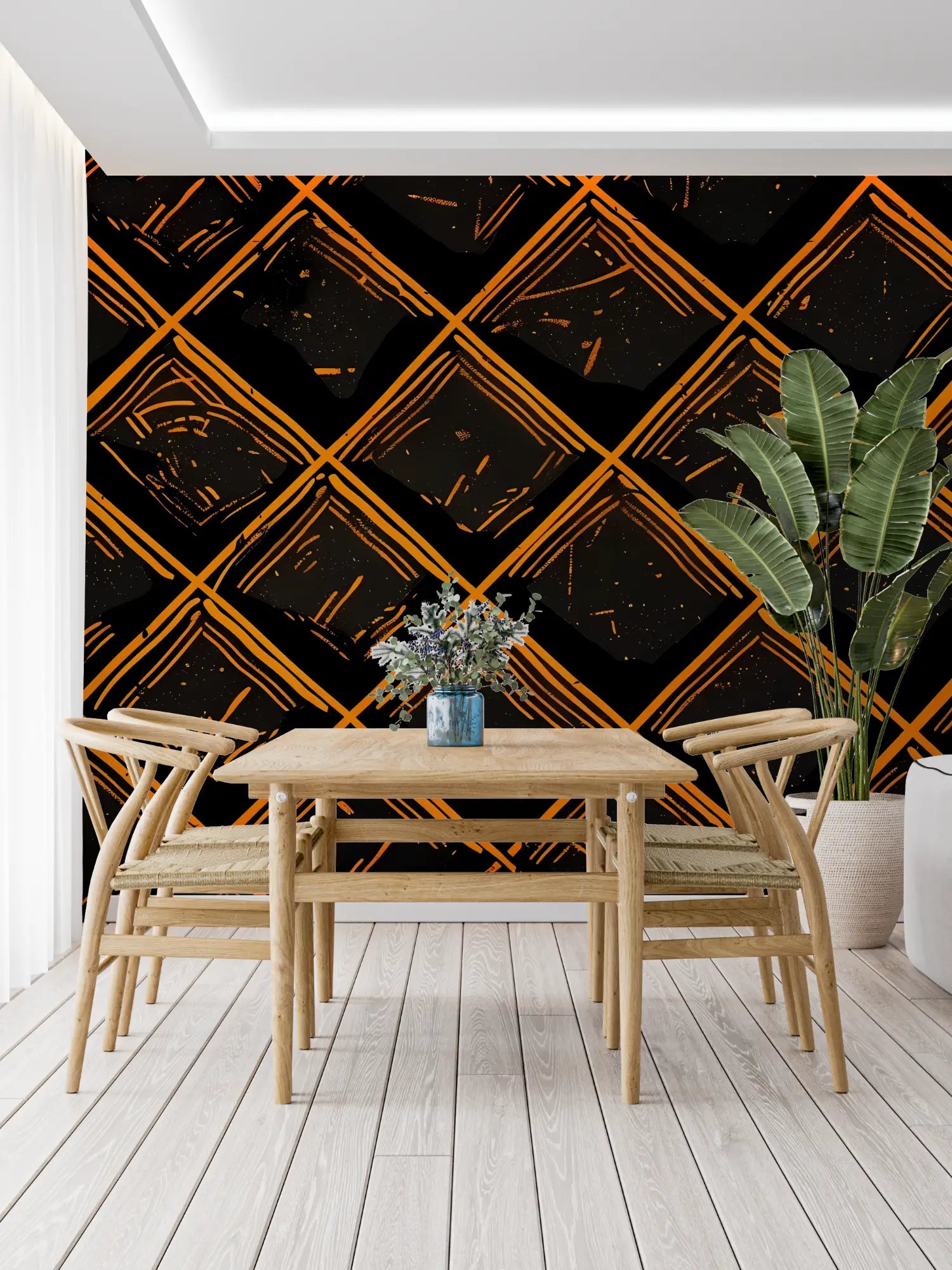 Papel pintado estampado naranja y negro - panorámico de moda