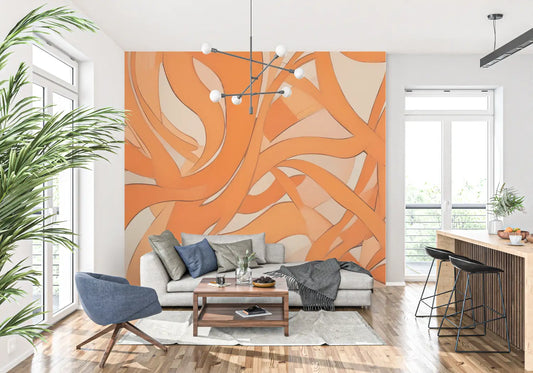 Papel pintado naranja fluido - papel pintado