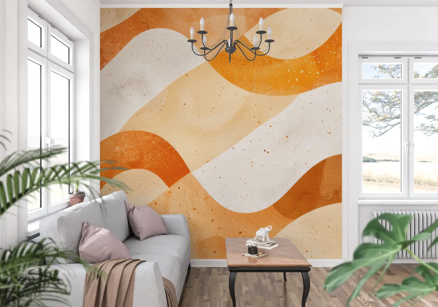 Papel pintado con estampado naranja - Francés