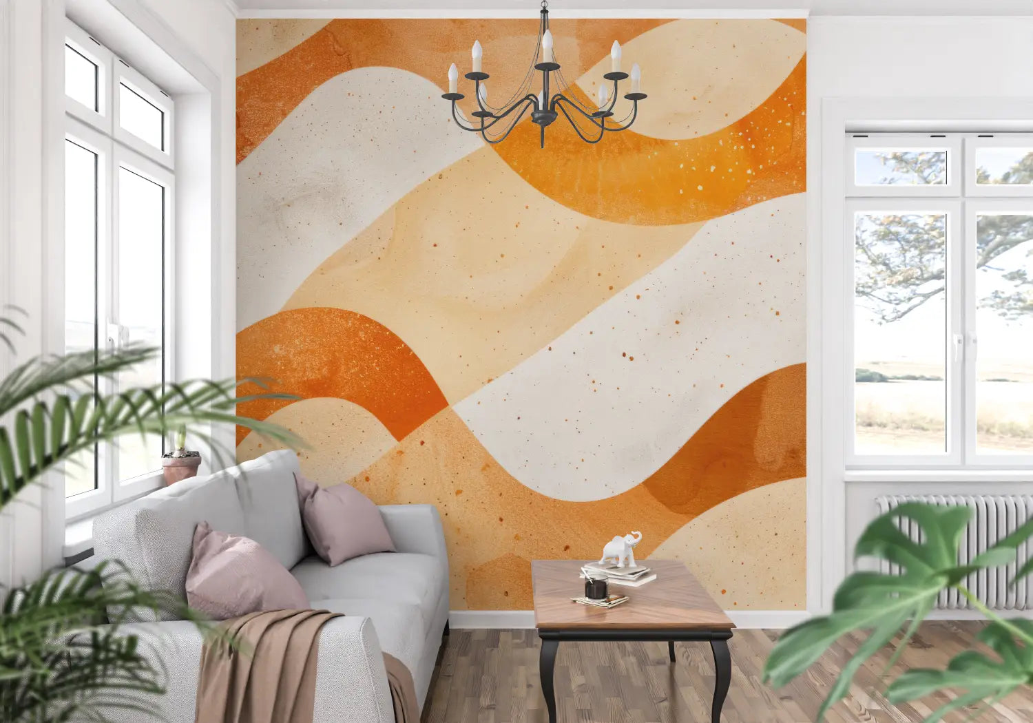 Papel pintado con estampado naranja - Francés
