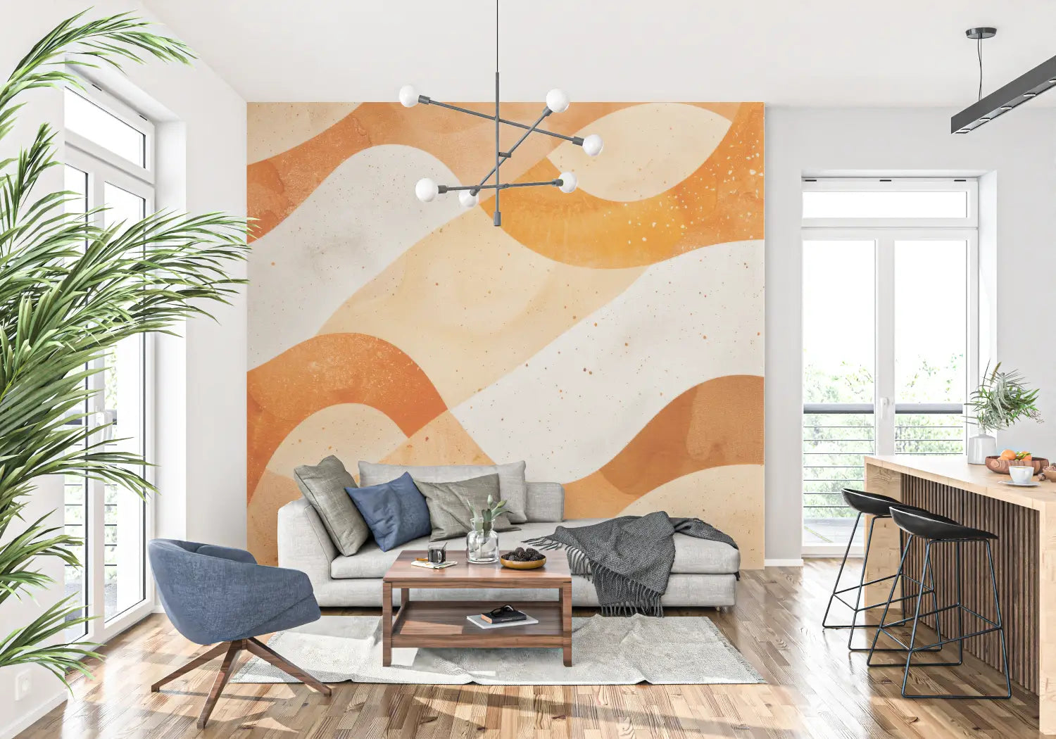 Papel pintado con estampado naranja - panorámico de moda
