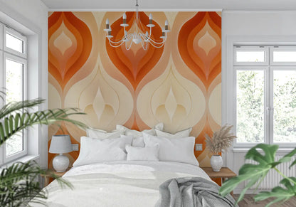 Papel pintado estampado naranja - tendencia de pared