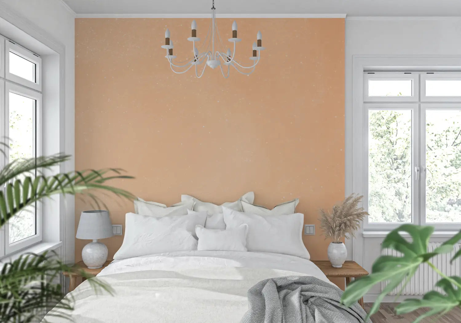Papel pintado naranja pastel - pared de la cocina