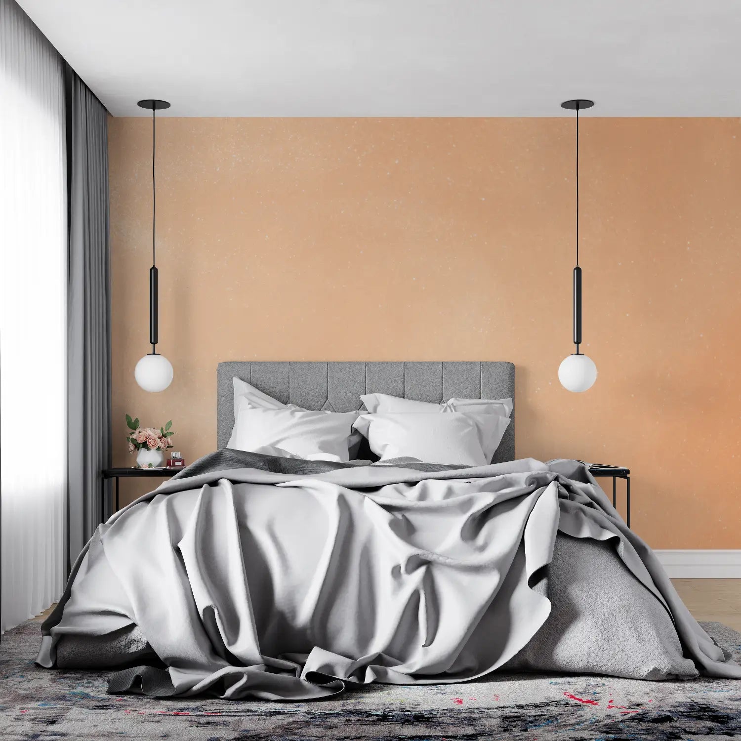 Papel pintado naranja pastel - tendencia de pared