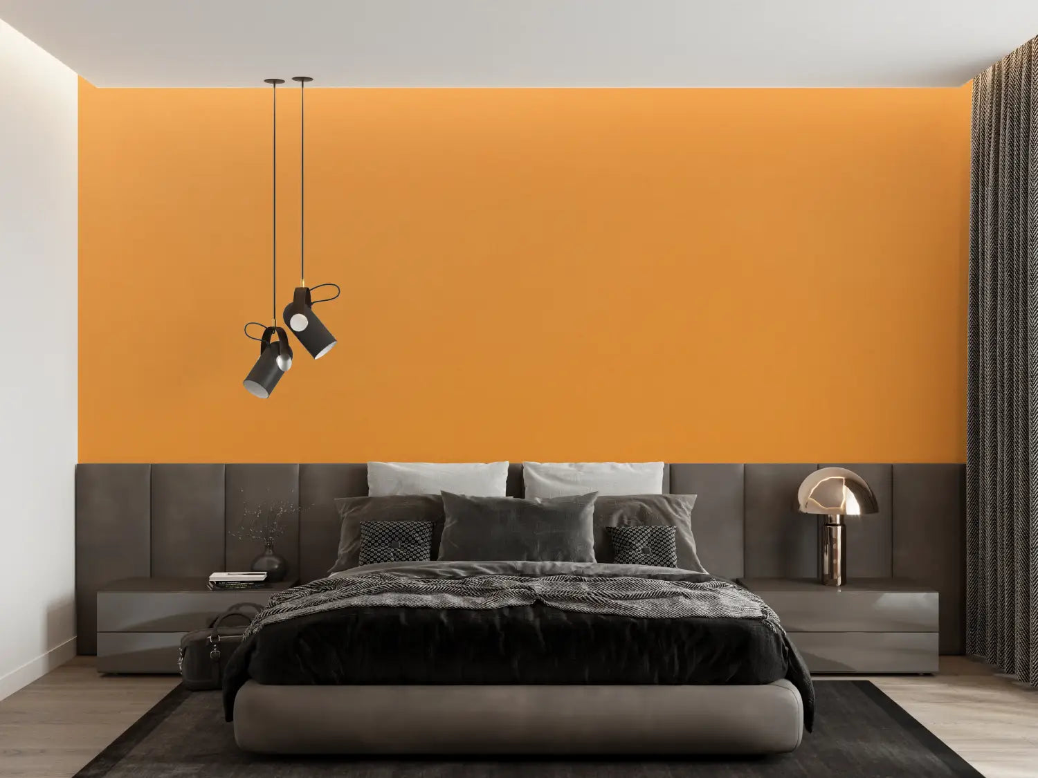 Papel pintado naranja brillante - trompe l'oeil
