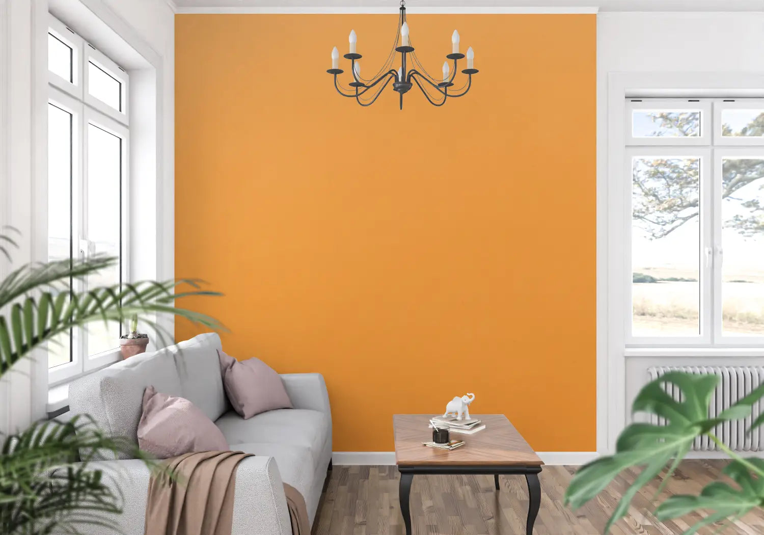 Papel pintado naranja brillante - Francés