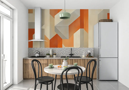 Papel pintado naranja vintage - papel pintado panorámico