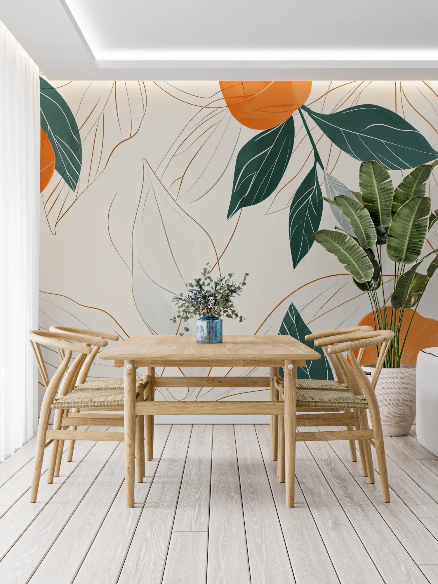 Papel pintado con dibujo de naranjo - Francés