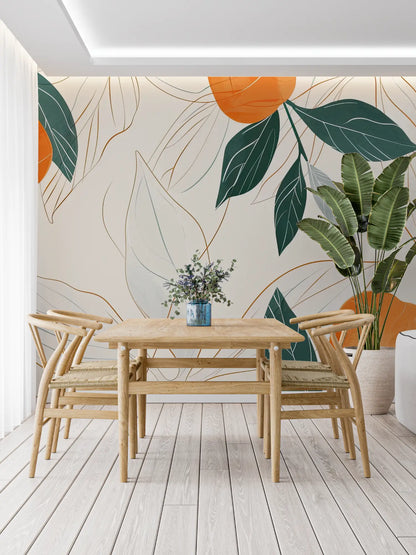 Papel pintado con dibujo de naranjo - Francés