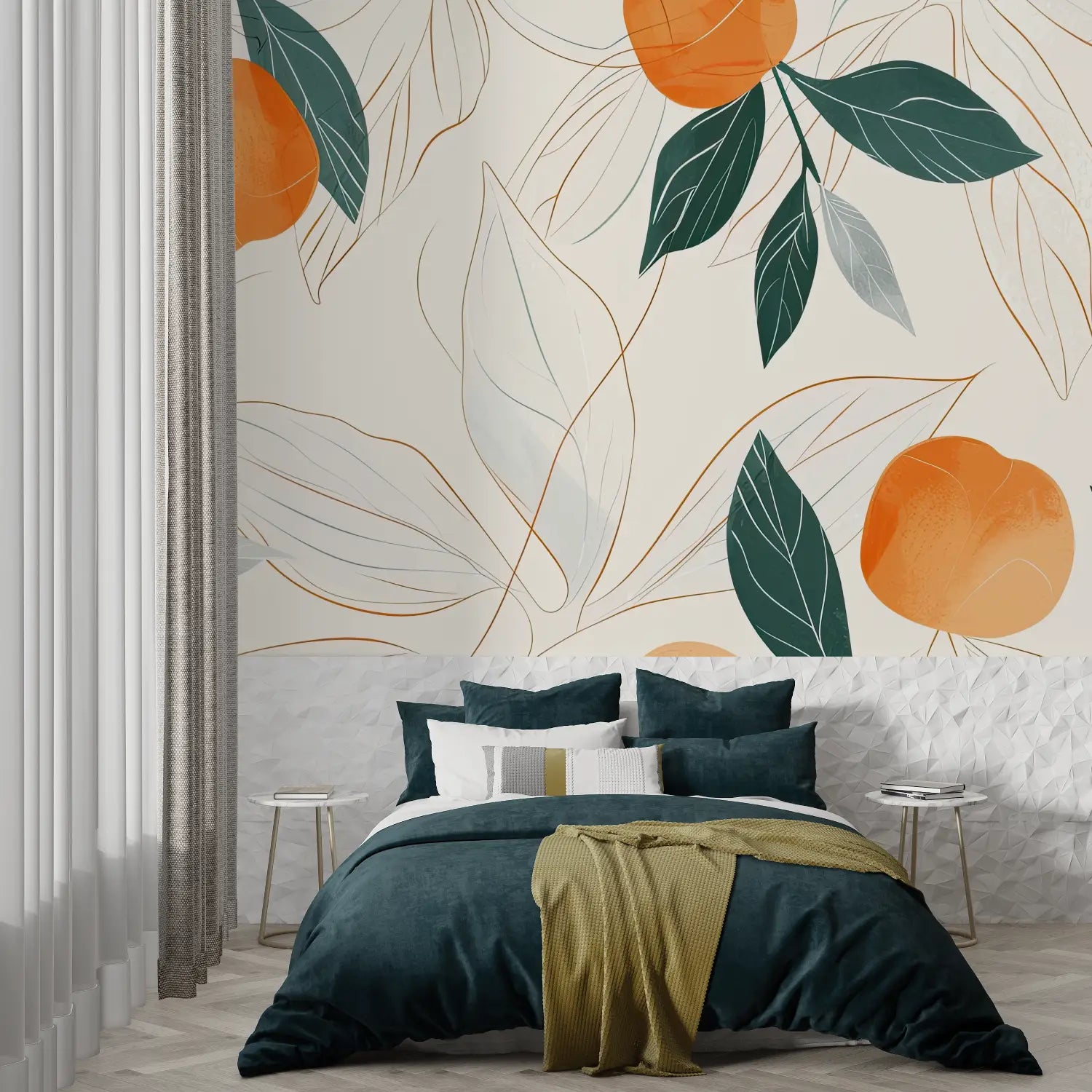 Papel pintado con dibujo de naranjo - panorámico de moda