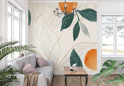 Papel pintado con dibujo de naranjo - pared-panorámica