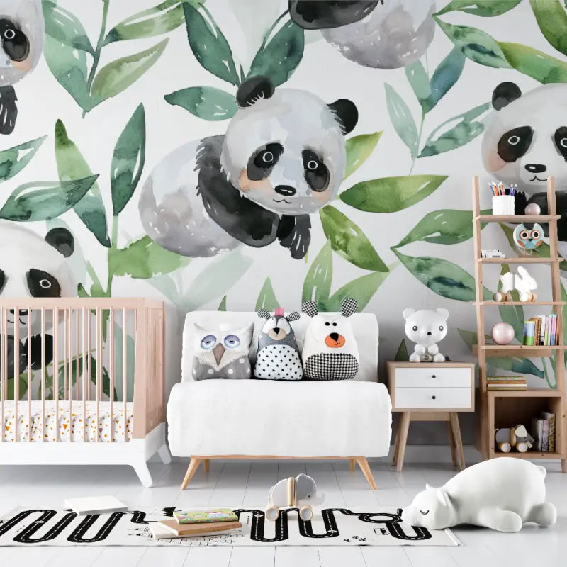 Papel pintado de pandas bebé juguetones - Second Image