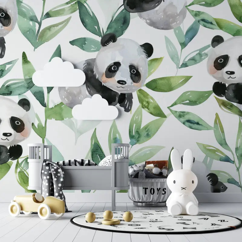 Papel pintado de pandas bebé juguetones - Second Image