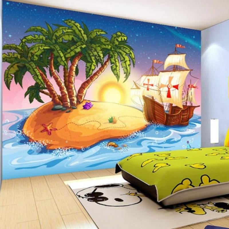 Papel Pintado de barco pirata y playa