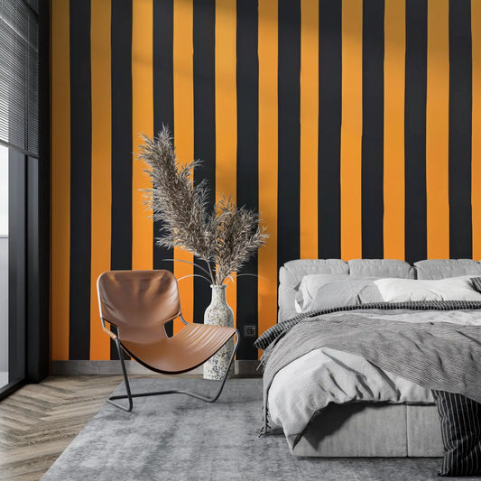 Papel pintado de rayas naranjas y negras - pano tapestry