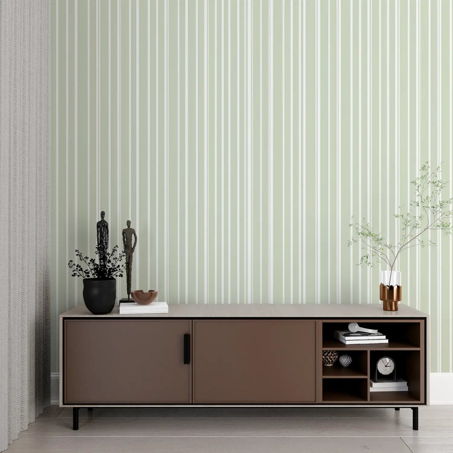 Papier Peint Rayure Vert Et Blanc - tendances