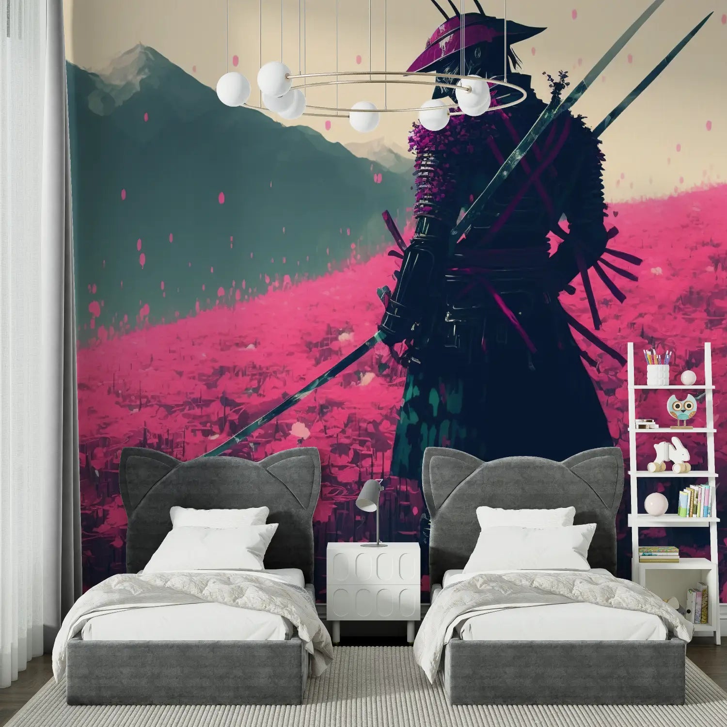 Papel pintado de diseño rosa - dormitorio de niño