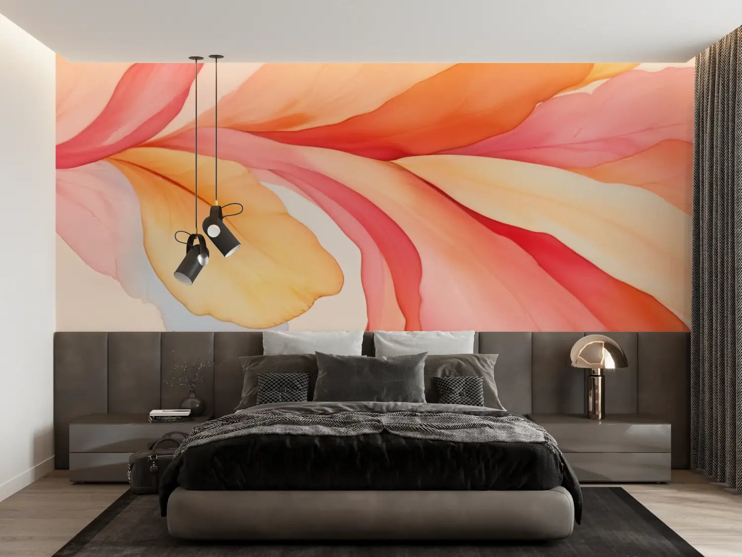 Papel pintado rosa naranja - francés